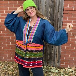 Handmade Quilted Jacket with Guatemalan and Mexican Textiles